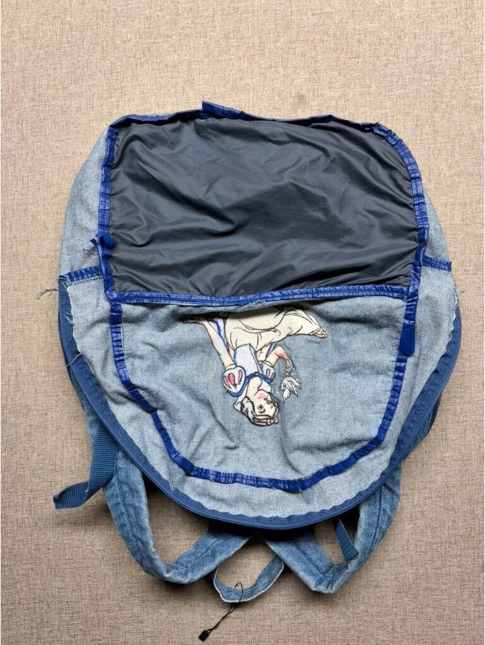 Vintage Disney Classics Snow White Denim Backpack Floral Print School Bag 90s